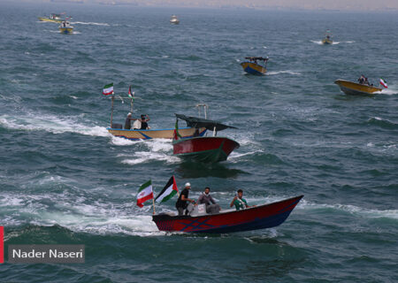 رژه دریایی مردم‌پایه در حمایت از مردم غزه