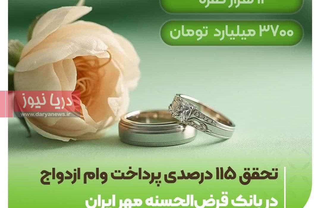 تحقق ۱۱۵ درصدی پرداخت وام ازدواج در بانک قرض‌الحسنه مهر ایران