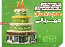 پرداخت ۲۷میلیون وام قرض‌الحسنه توسط بانک قرض‌الحسنه مهر ایران