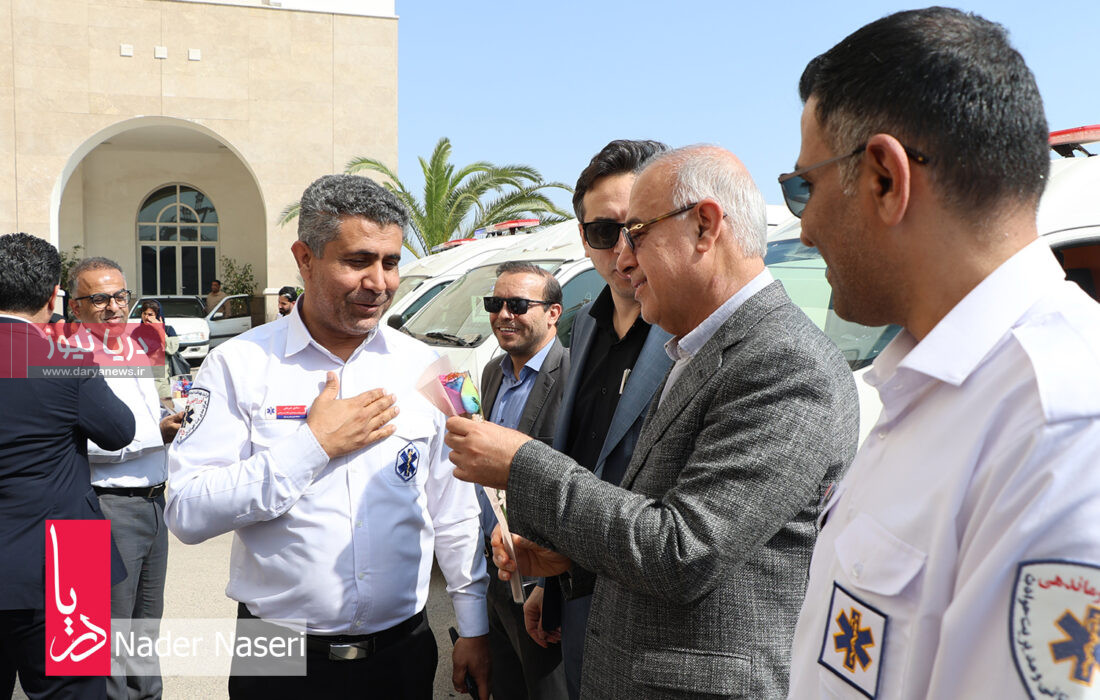 مصاحبه استاندار هرمزگان – آیین تحویل ۱۰ دستگاه آمبولانس